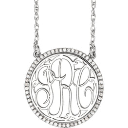 14K White 1/4 CTW Diamond Script Monogram 18" Necklace