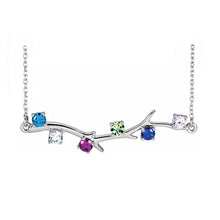 Sterling Silver 1-6 Stone Family Branch Necklace