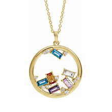 14K Yellow Gold Natural Diamond 1-6 stone Family Circle Necklace