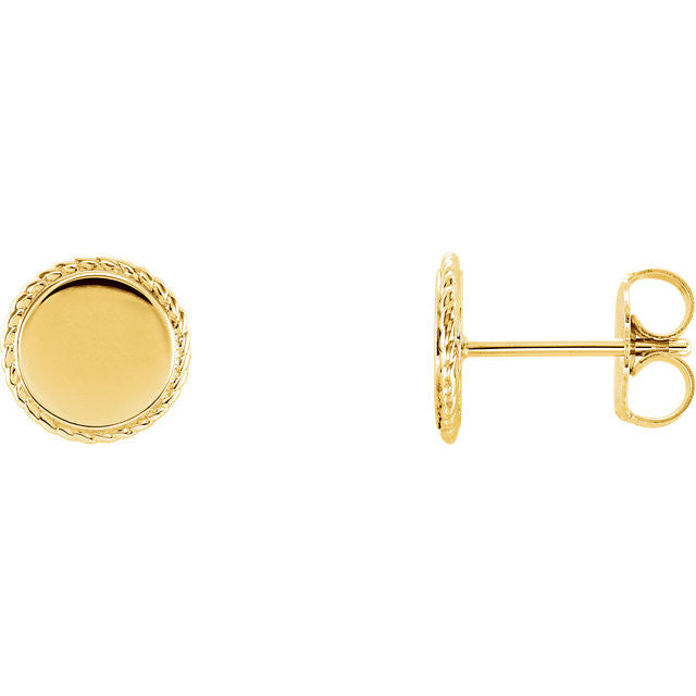 14K Gold Engravable Rope Earrings