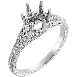 14K White 6.5mm Round 1/5 CTW Diamond Semi-set Engagement Ring