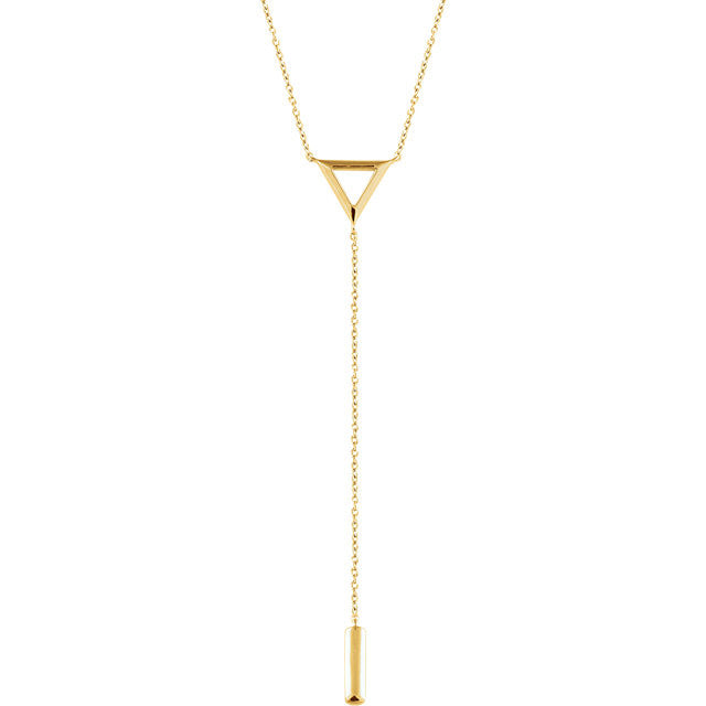 14K White Triangle & Bar Y 16-18" Necklace