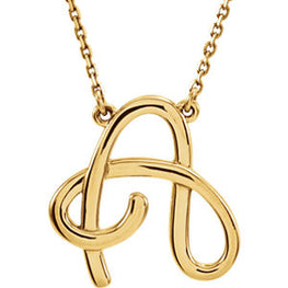 14k "A" Script Initial 16" Necklace