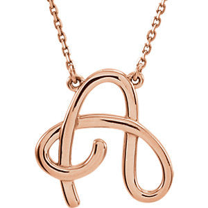 14k "A" Script Initial 16" Necklace