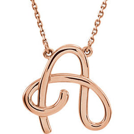 14k "A" Script Initial 16" Necklace