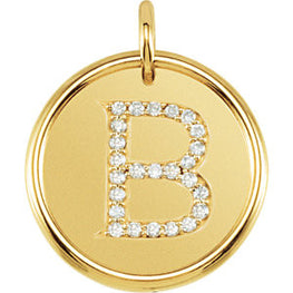 14K 1/8 CTW Diamond Initial "B" Pendant