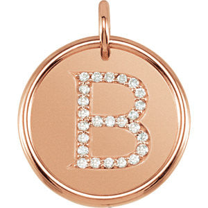 14K 1/8 CTW Diamond Initial "B" Pendant