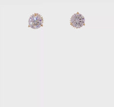 14K White Gold Lab-Grown Round Diamond 3 Prong Studs Earrings