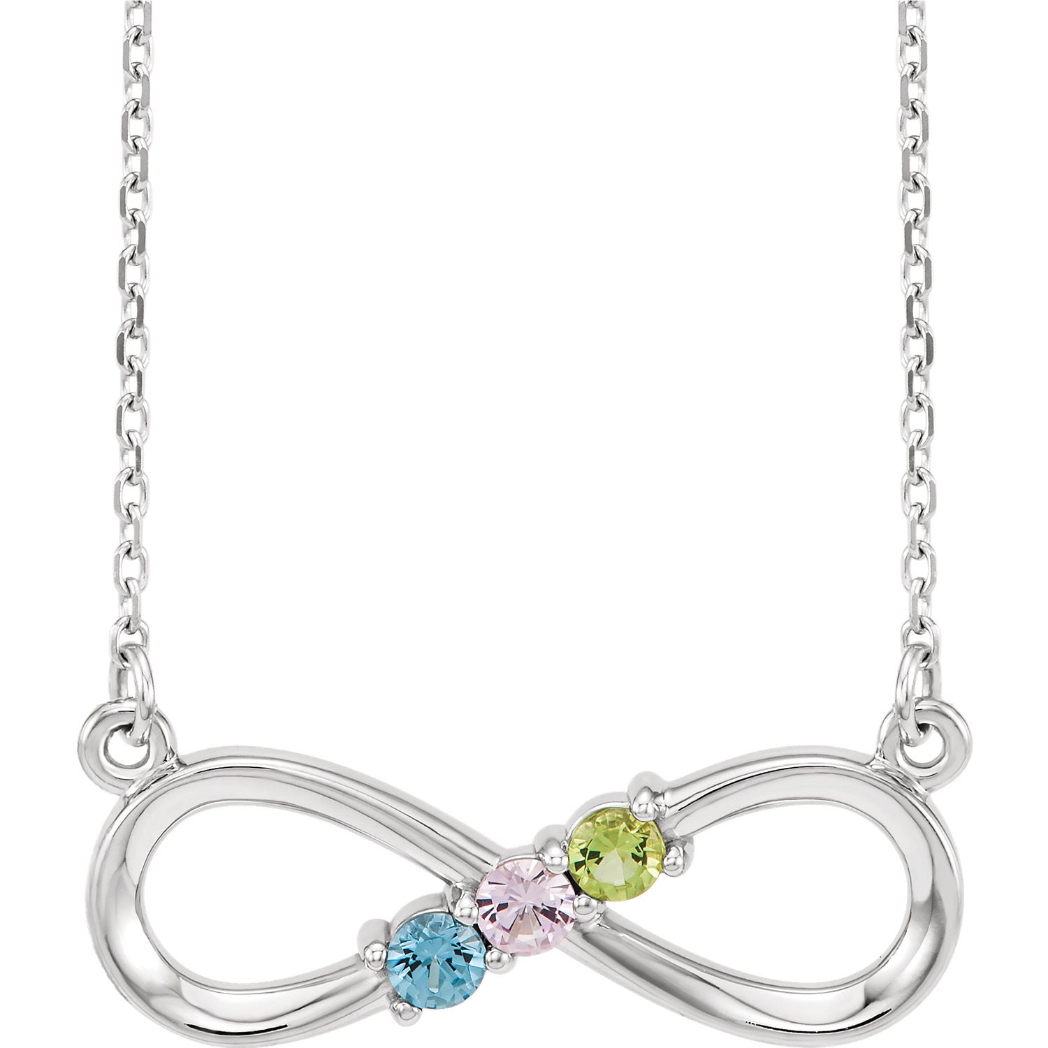 14K Three-Stone Family Infinity 17" Necklace Mounting