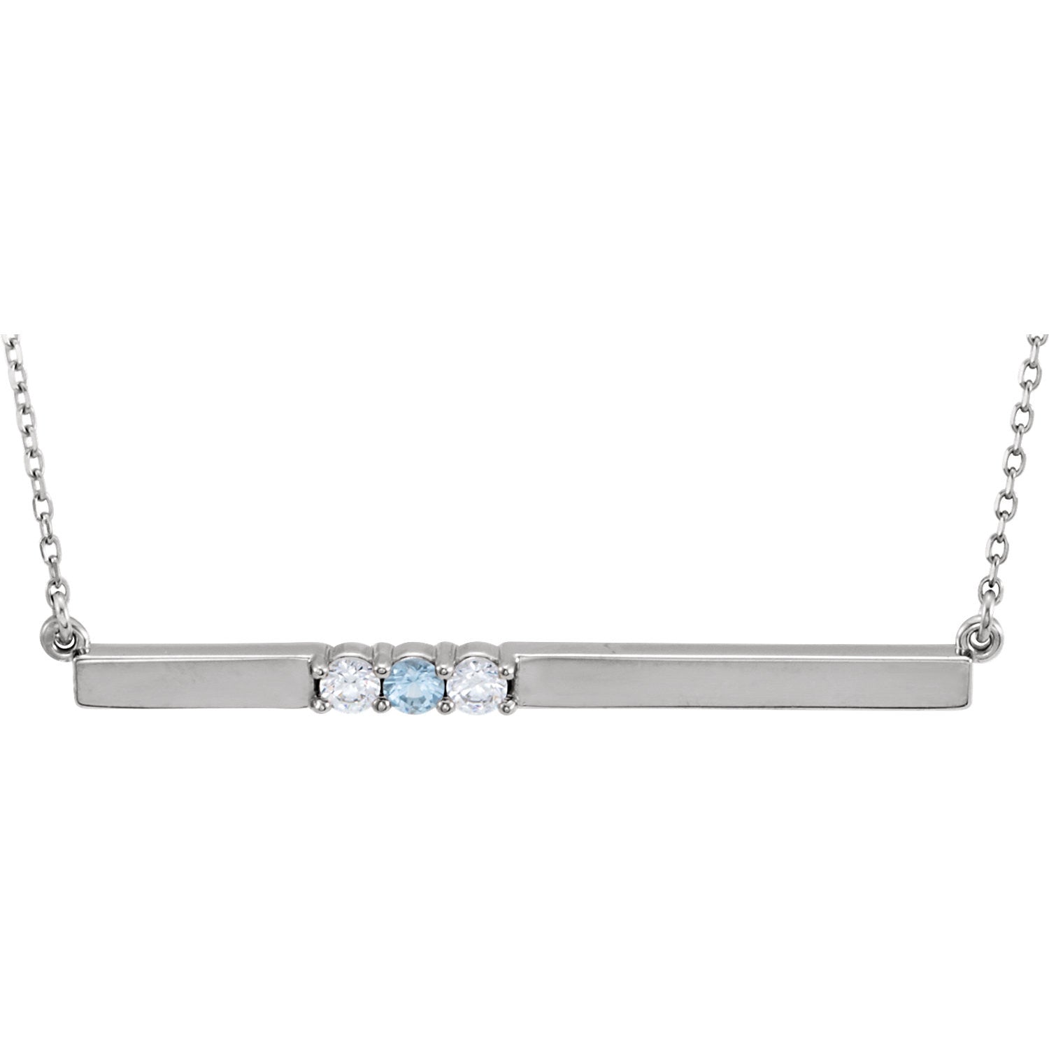 14K  Three-Stone Family Bar 17.5" Necklace Mounting