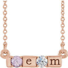 14K  Five-Stone Engravable Family Bar Necklace Mounting