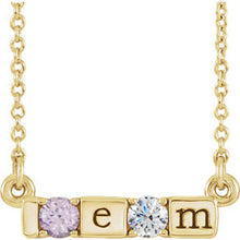 14K  Five-Stone Engravable Family Bar Necklace Mounting