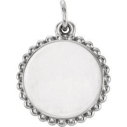 Sterling Silverr Engravable Round Beaded Pendant