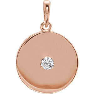 14K Rose Diamond Disc Pendant