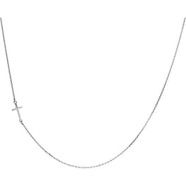 14K White Sideways Cross 16" Necklace