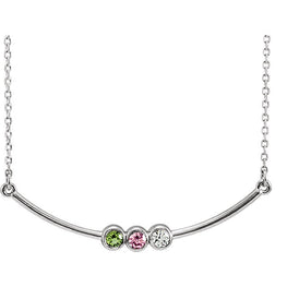 14K Three-Stone Bezel Set Bar Family Necklace Mounting