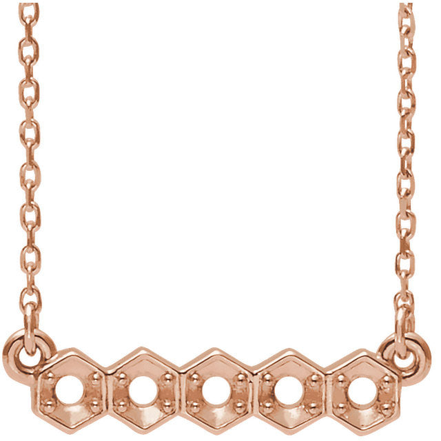 14K Rose Five-Stone Bar Necklace Mounting