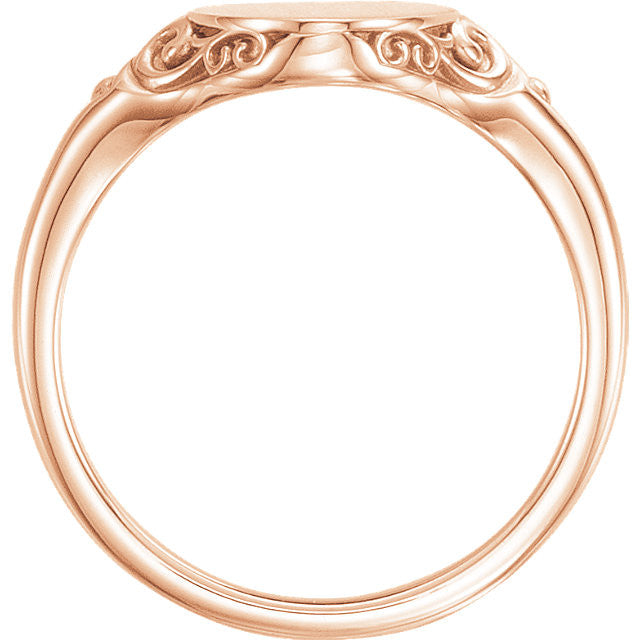 14K Gold Oval Signet Ring