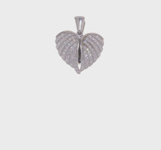 Sterling Silver Zirconia Opening Wings and Heart Necklace
