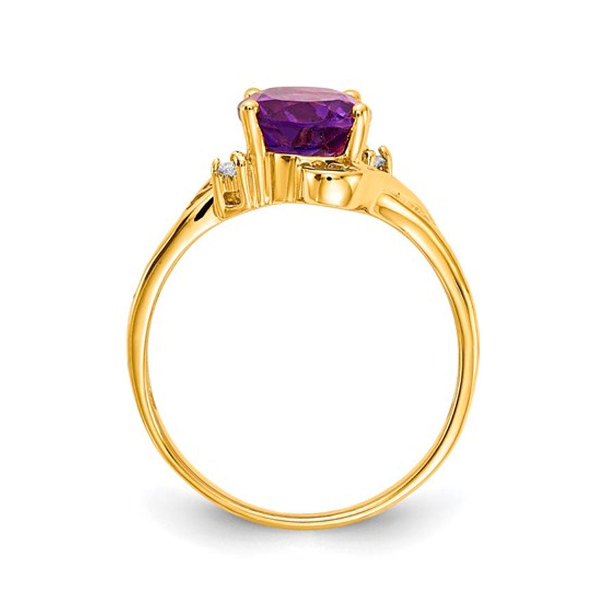 14K Gold Oval Amethyst & Diamond Filigree ring