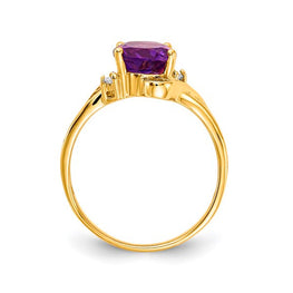 14K Gold Oval Amethyst & Diamond Filigree ring