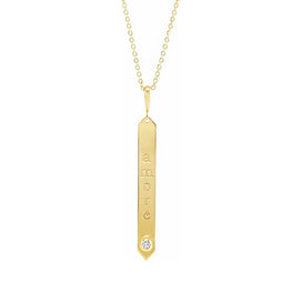 14K Gold .03 CTW Diamond Engravable Bar