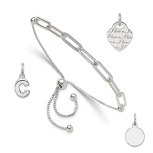 Sterling Silver Multi Charm Paperclip Link Sisterhood Bracelet