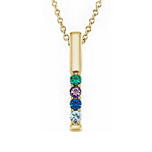 14K Yellow Gold 1-6-Stone Family Bar 16-18