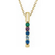 14K Yellow Gold 1-6-Stone Family Bar 16-18