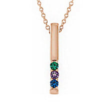 14K Rose Gold 1-6-Stone Family Bar 16-18