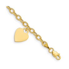 14K Dangle Heart Child's Bracelet