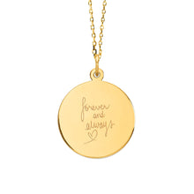 14K Gold Round Engravable Couples Necklace