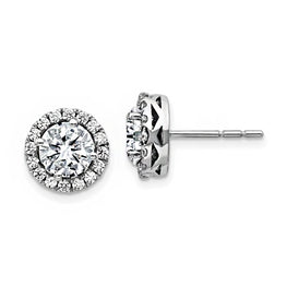 14k White Gold Round Halo Moissanite Earrings