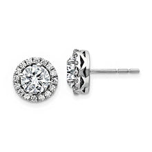 14k White Gold Round Halo Moissanite Earrings