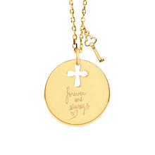 Mom 14K Gold Cross Engravable Necklace