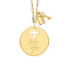 Mom 14K Gold Cross Engravable Necklace