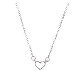 Sterling Silver Rhodium-plated 18in Heart Necklace