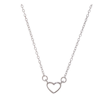 Sterling Silver Rhodium-plated 18in Heart Necklace