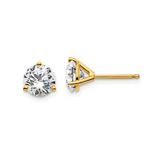 14K White Gold Lab-Grown Round Diamond 3 Prong Studs Earrings
