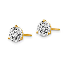 14K White Gold Lab-Grown Round Diamond 3 Prong Studs Earrings