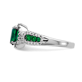 10K Gold Lab Grown Diamond & Oval Created Emerald Ring
