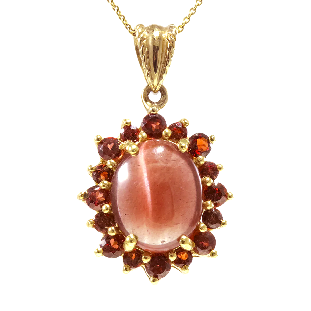 14K Gold Burgundy Brown Scapolite & Garnet Necklace