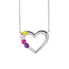 14K White Gold 5-Stone & .05 CTW Diamond Family Heart 18