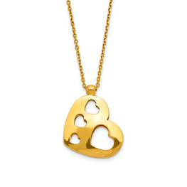 14K Yellow Gold Heart Pierced Necklace