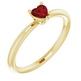 14K Yellow Gold Natural Mozambique Garnet Heart Ring