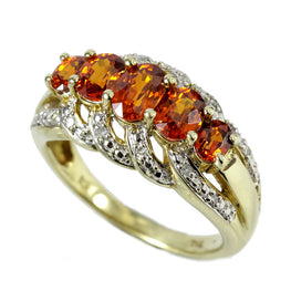 10K Yellow Gold Yellow Garnet and Diamond Cluster Ring