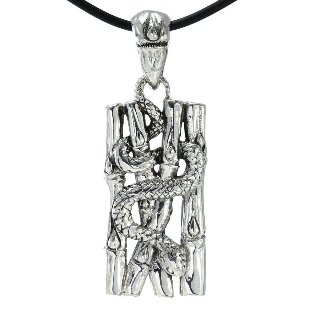Sterling Silver Snake in Bamboo Pendant