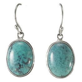 Sterling Silver Oval Turquoise Earrings