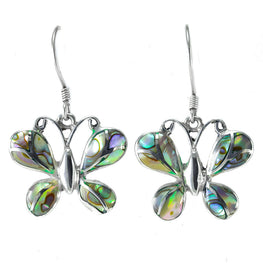 Sterling Silver Abalone Butterfly Earrings