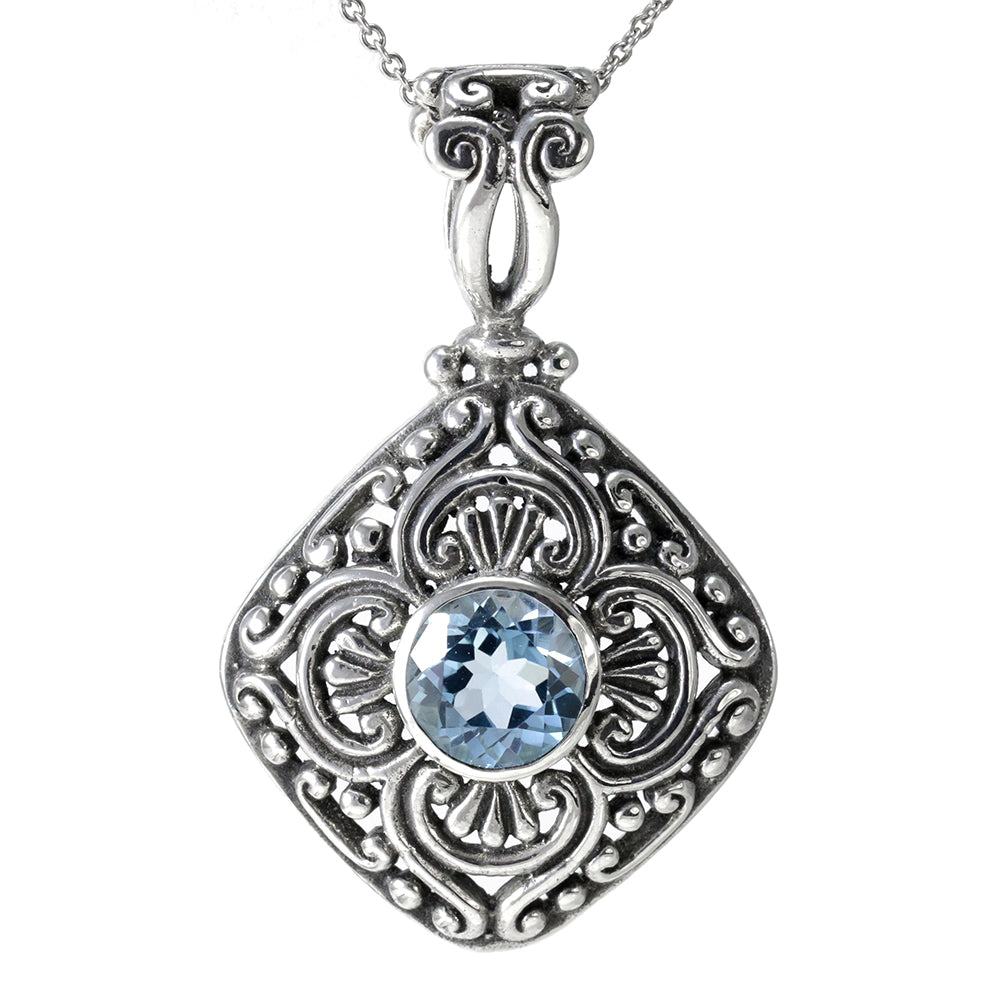 Sterling Silver and Blue Topaz Pendant & Necklace